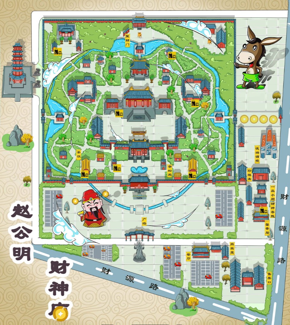 大朗镇寺庙类手绘地图